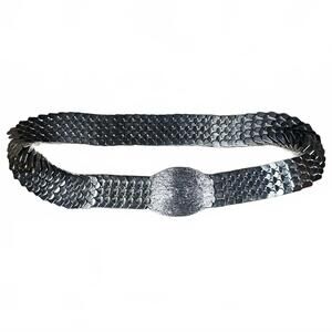 Metal Stretch Snake Scale Belt Silver Metallic Vintage